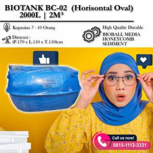 Jual BIOTANK Horisontal 2000 Liter / 2m3 (BC-02)