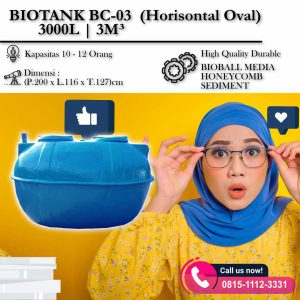 jual biotank horisontal 3000 liter / 3m3 (bc 03)