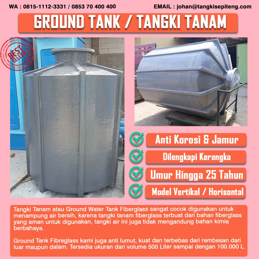 jual tangki pendam fiberglass (2000 liter) | tangki tanam | ground tank