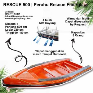 Perahu Rescue fiber, Perahu fiberglas, perahu banjir