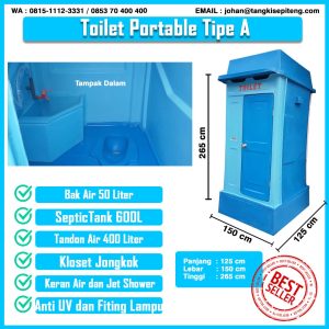 jual toilet portable tipe a (bak air, septictank, penampungan atas)