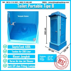 jual toilet portable tipe b (bak air, septictank, penampungan atas)
