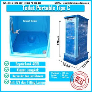jual toilet portable tipe b (septictank, penampungan air atas)